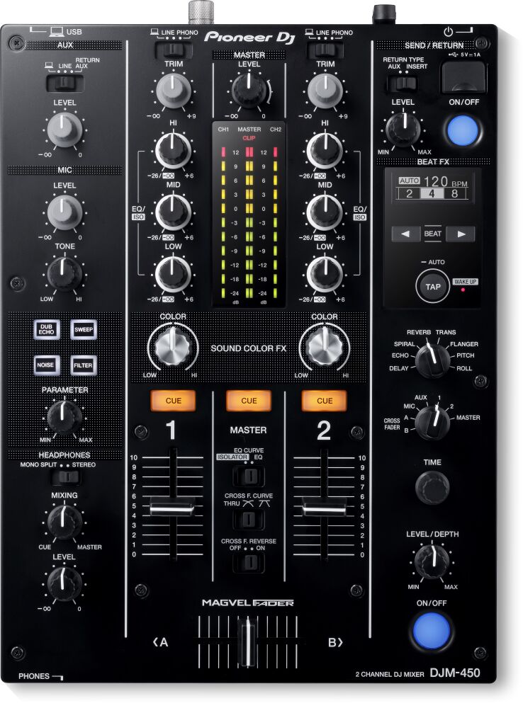 Pioneer DJ DJM-450 2チャンネルミキサー Pioneer DJM-450 - cyfrowy mikser muzyczny 2-kanałowy