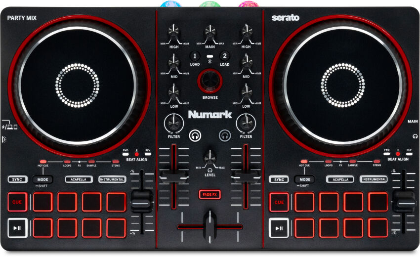 Numark PARTYMIX III - 2-kanałowy kontroler DJ z oświetleniem dyskotekowym