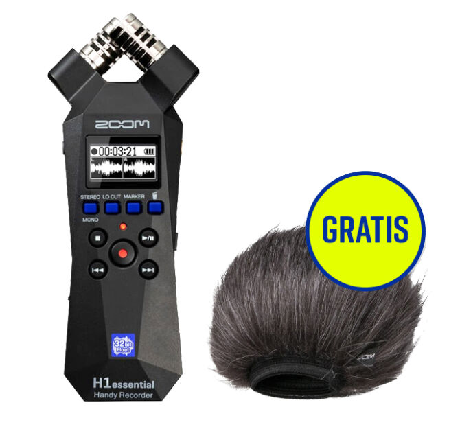 Zoom H1e - ręczny, 32-bitowy cyfrowy rejestrator audio + osłona przeciwwietrzna WSH-1e